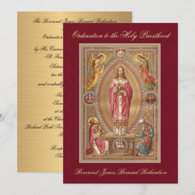 Invitation Catholic Ordination to Holy Priesthood (Front/Back)