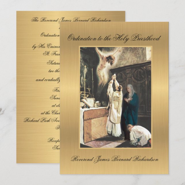 Invitation Catholic Ordination to Holy Priesthood (Front/Back)
