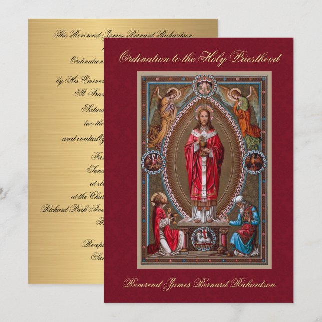 Invitation Catholic Ordination to Holy Priesthood (Front/Back)