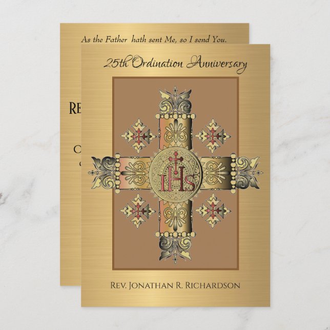 Invitation Catholic Priest Ordination Anniversary (Front/Back)