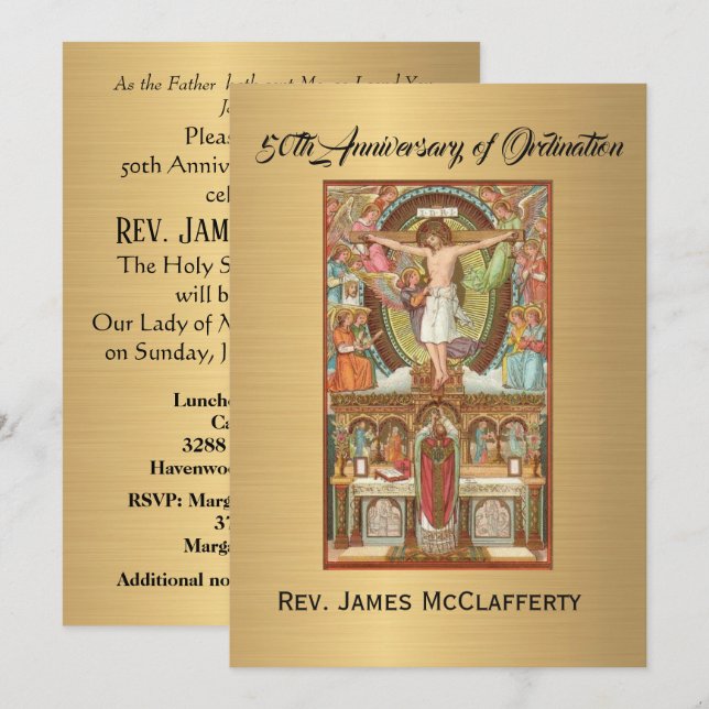 Invitation Catholic Priest Ordination Anniversary (Front/Back)