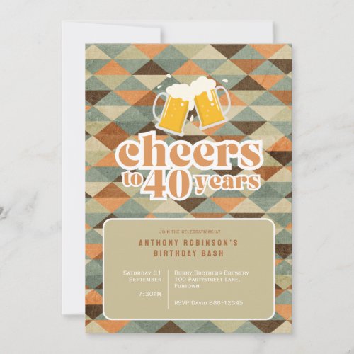 Invitation Cheers to 40 years vintage geometric 