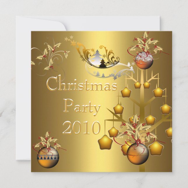 Invitation Christmas Party Gold Xmas (Front)