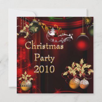 Invitation Christmas Party Gold Xmas Red Green by Label_That at Zazzle