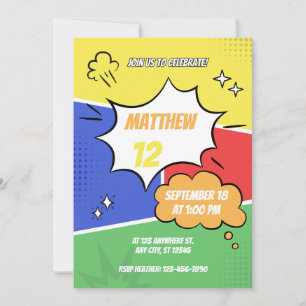Invitation - Comic Book Style - Customize Name Age