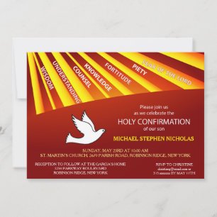 Invitation Confirmation Gold and Red Rays