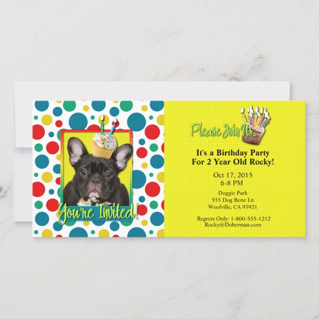 Invitation Cupcake 2 Year Old - French Bulldog (Front)