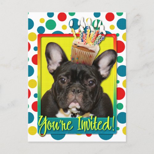 Invitation Cupcake _ French Bulldog _ Teal