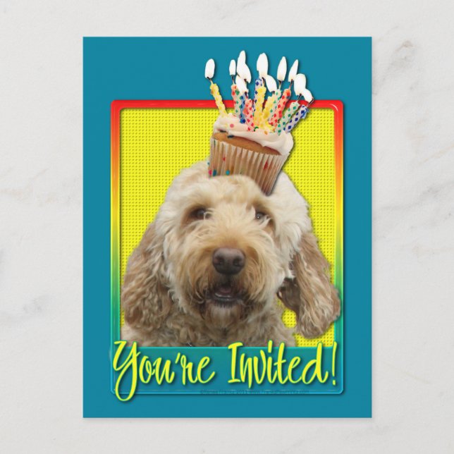 Invitation Cupcake - GoldenDoodle Postcard (Front)