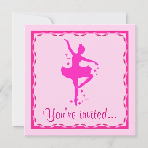 Invitation Dance Recital Ballerina in Pink