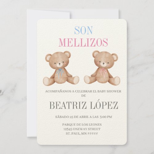 Invitation de baby shower para gemelos 