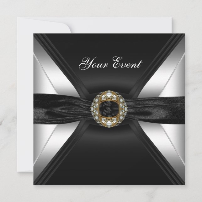 Invitation Diamond Jewel Black White Silver (Front)