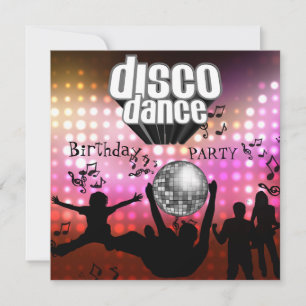 Invitation Disco Dance Birthday Party Retro