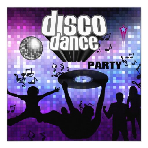 Invitation Disco Dance Party Retro 5.25