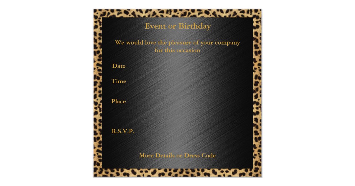 Invitation Elegant 30th Birthday Leopard Gold | Zazzle