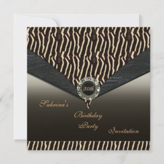 Invitation Elegant 30th Metal Black Jewel Animal