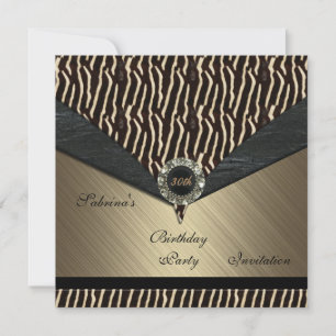 Invitation Elegant 30th Metal Black Jewel Animal 2