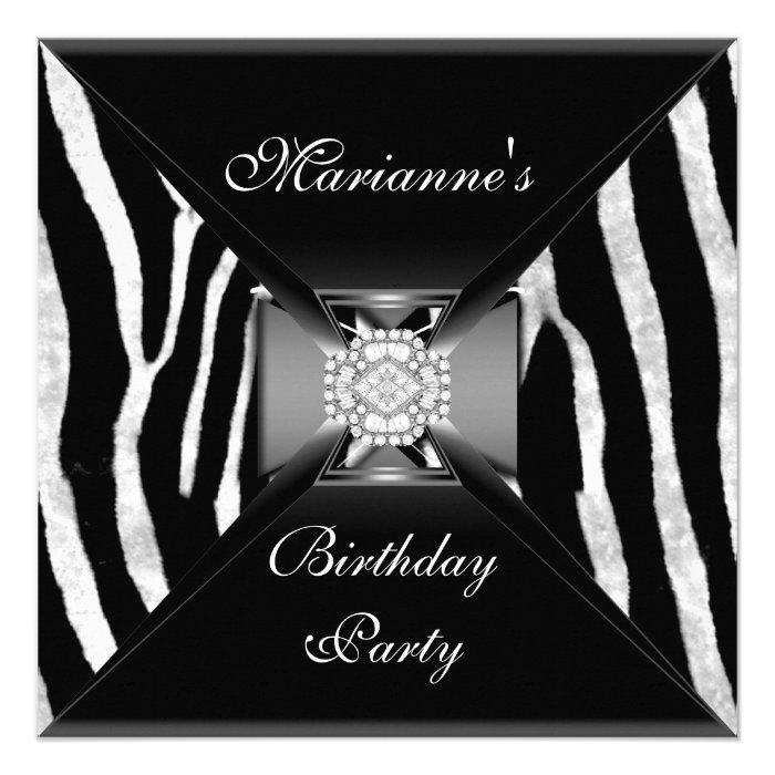 Invitation Elegant Birthday Black Diamond Jewel