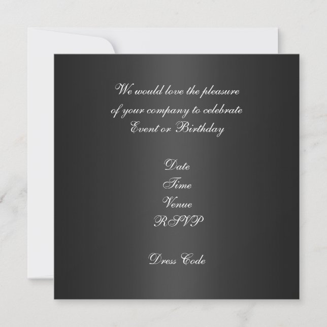 Invitation Elegant Birthday Black Gold Trim (Front)