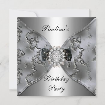 Invitation Elegant Birthday Silver Jewel Diamond by Label_That at Zazzle