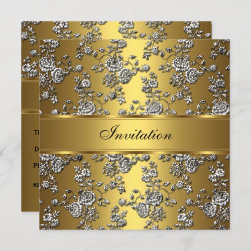 Invitation Elegant Classy Gold Embossed Floral