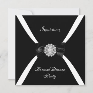 Invitation Elegant Elegant Black White Bow Tie