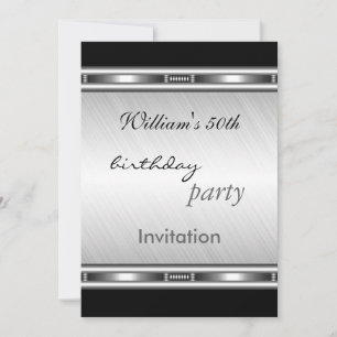 Invitation Elegant Silver 50th Birthday Party