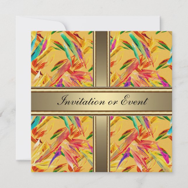 Invitation Elegant Vintage Flowers Yellow (Front)