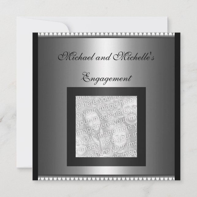 Invitation Engagement Glamour Photo Frame Silver (Front)