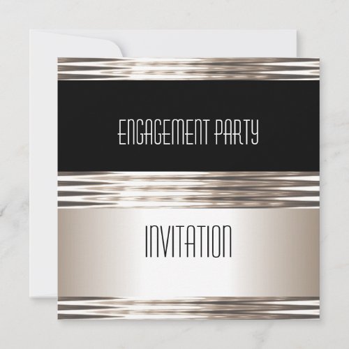 Invitation Engagement Party Art Deco Cream Black