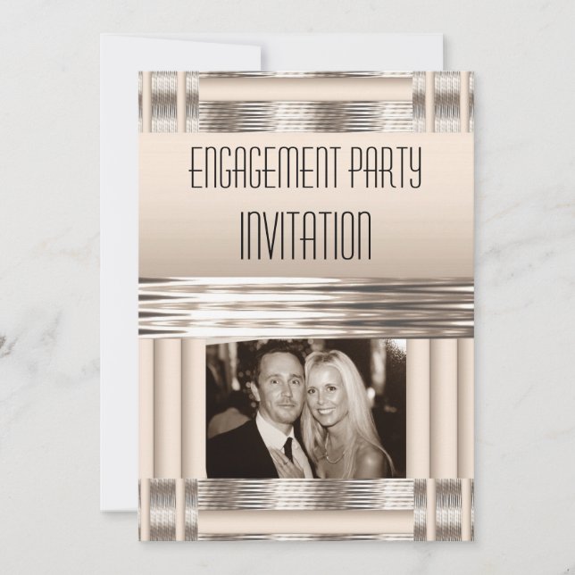 Invitation Engagement Party Cream Art Deco (Front)