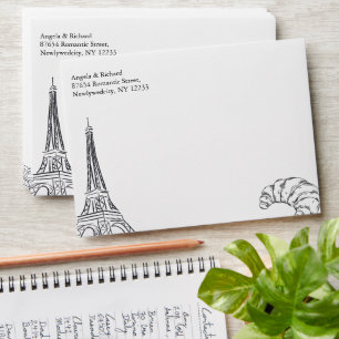 Invitation Envelope, Wedding, Paris, French Envelope