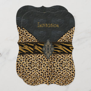 Invitation Exotic Gold Black Animal Leather Multi