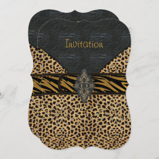 Invitation Exotic Gold Black Animal Leather Multi