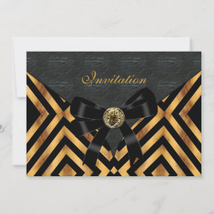 Invitation Exotic Gold Black Stripe Leather
