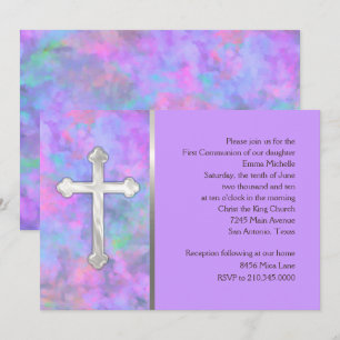 Invitation First Communion Abstract with Cross