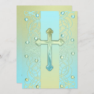 Invitation First Communion "Embossed" Cross
