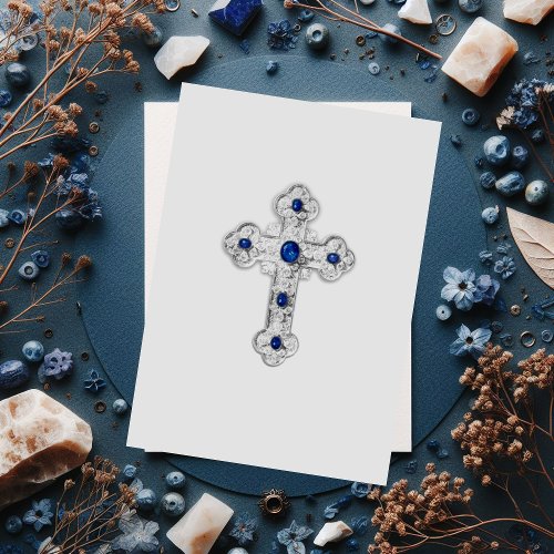 Invitation First Communion Ornate Silver Cross