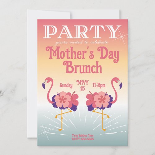 Invitation Flamingo Sunset Mothers Day Brunch