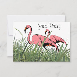 Invitation Flamingos Yard birds Backyard Party fun