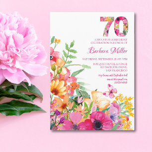 Invitation flower 70 birthday invitation flat card