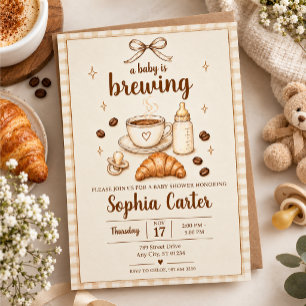invitation for a coffee-themed baby shower