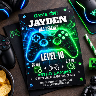  Invitation for a "Level Up" birthday party