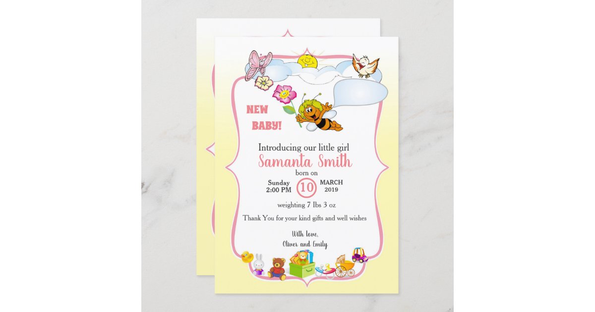 invitation for baby introduction, girl Zazzle