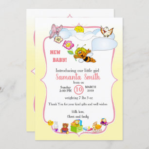 invitation for baby introduction, girl
