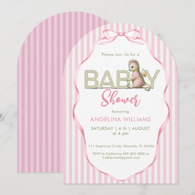 Invitation for baby shower Cute dragon  (Front/Back)