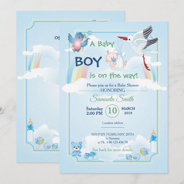 invitation for baby shower, it is a boy (Front/Back)