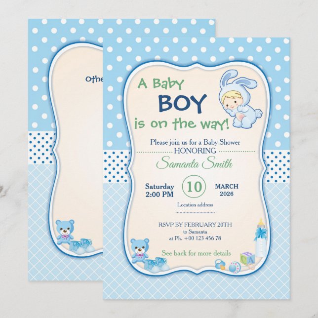 invitation for baby shower, it is a boy (Front/Back)