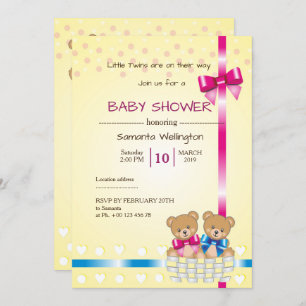 invitation for baby shower, there are a twins