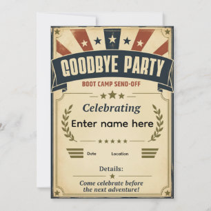 Invitation for Boot Camp send off for military